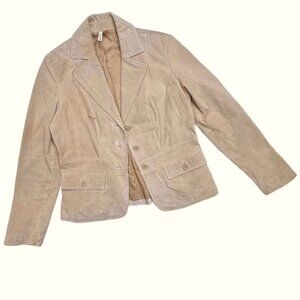 Beige Women's Vintage 90's Suede Blazer Jacket size M